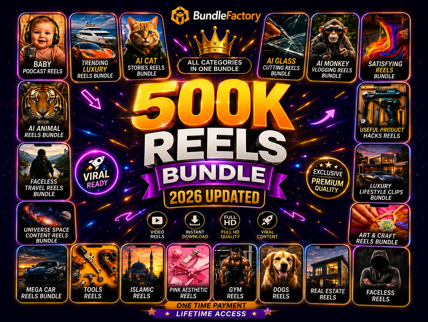 Mega Viral Reels Bundle (500k+ Videos)